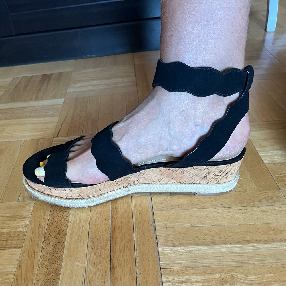 Marc Fisher Espadrilles / Wedges / Platforms Suede Leather, Ankle Strap Black 10 - Picture 3 of 11